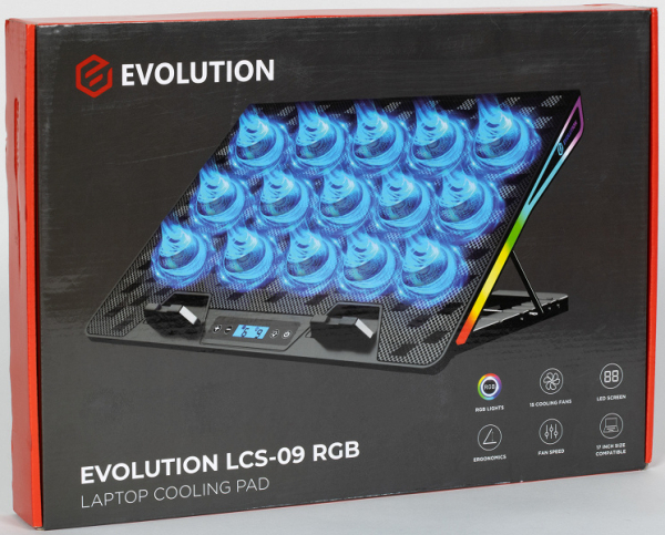 Подставка Evolution LCS-09 RGB для ноутбука до 17 дюймов, с активным охлаждением и красочной подсветкой